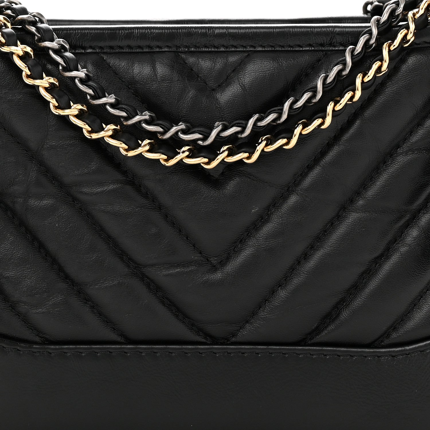 Chanel Aged Calfskin Chevron Quilted Small Gabrielle Hobo Black 8 of 10
