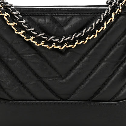 Chanel Aged Calfskin Chevron Quilted Small Gabrielle Hobo Black 8 of 10
