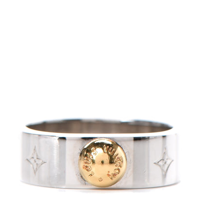 Louis Vuitton Brass Monogram Engraved Nanogram Ring M Palladium 1 of 4