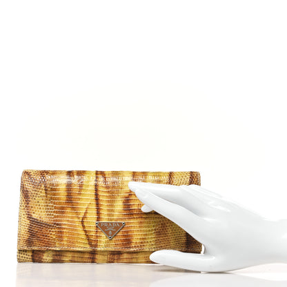 Prada Lizard Long Wallet Yellow 2 of 8