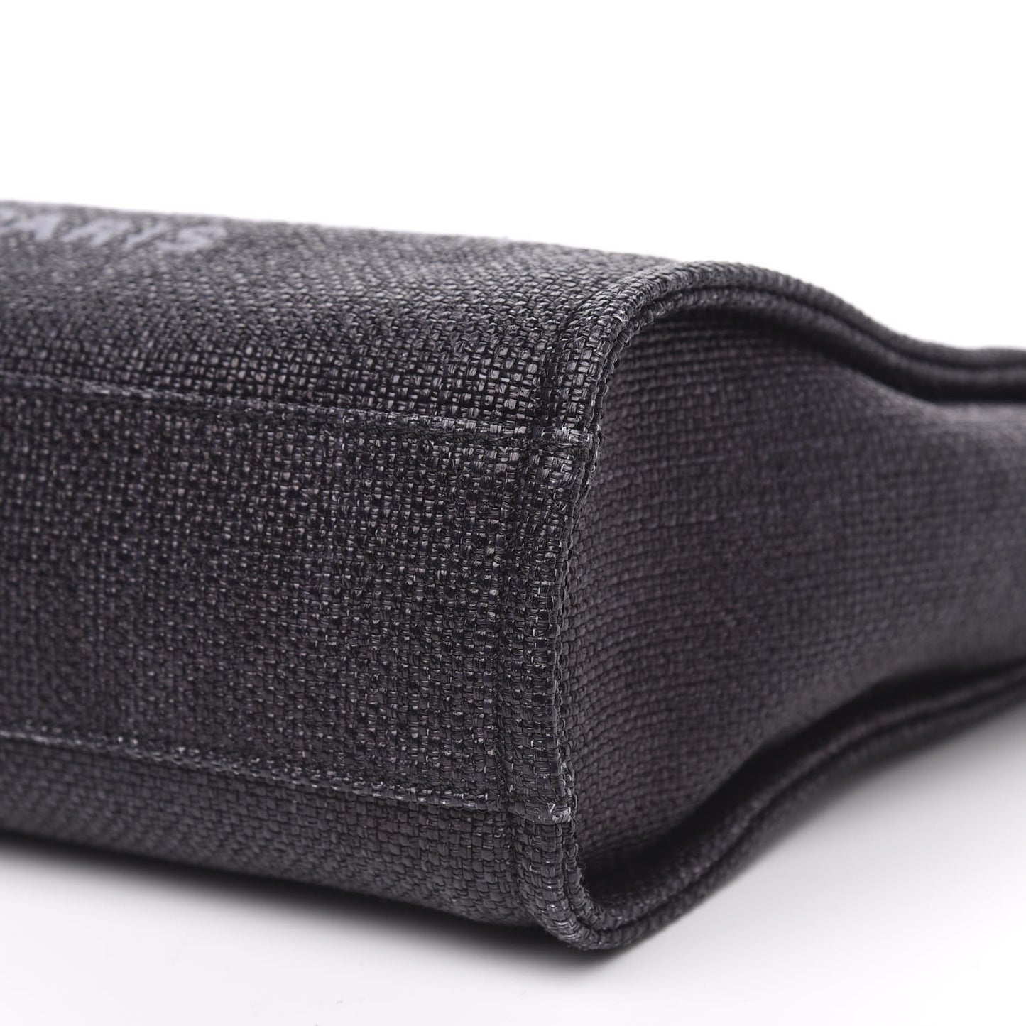 Woven Straw Raffia Mini Deauville Tote Black