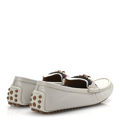 Gucci Calfskin Horsebit Web Bamboo Driving Loafers 41 White 5 of 14