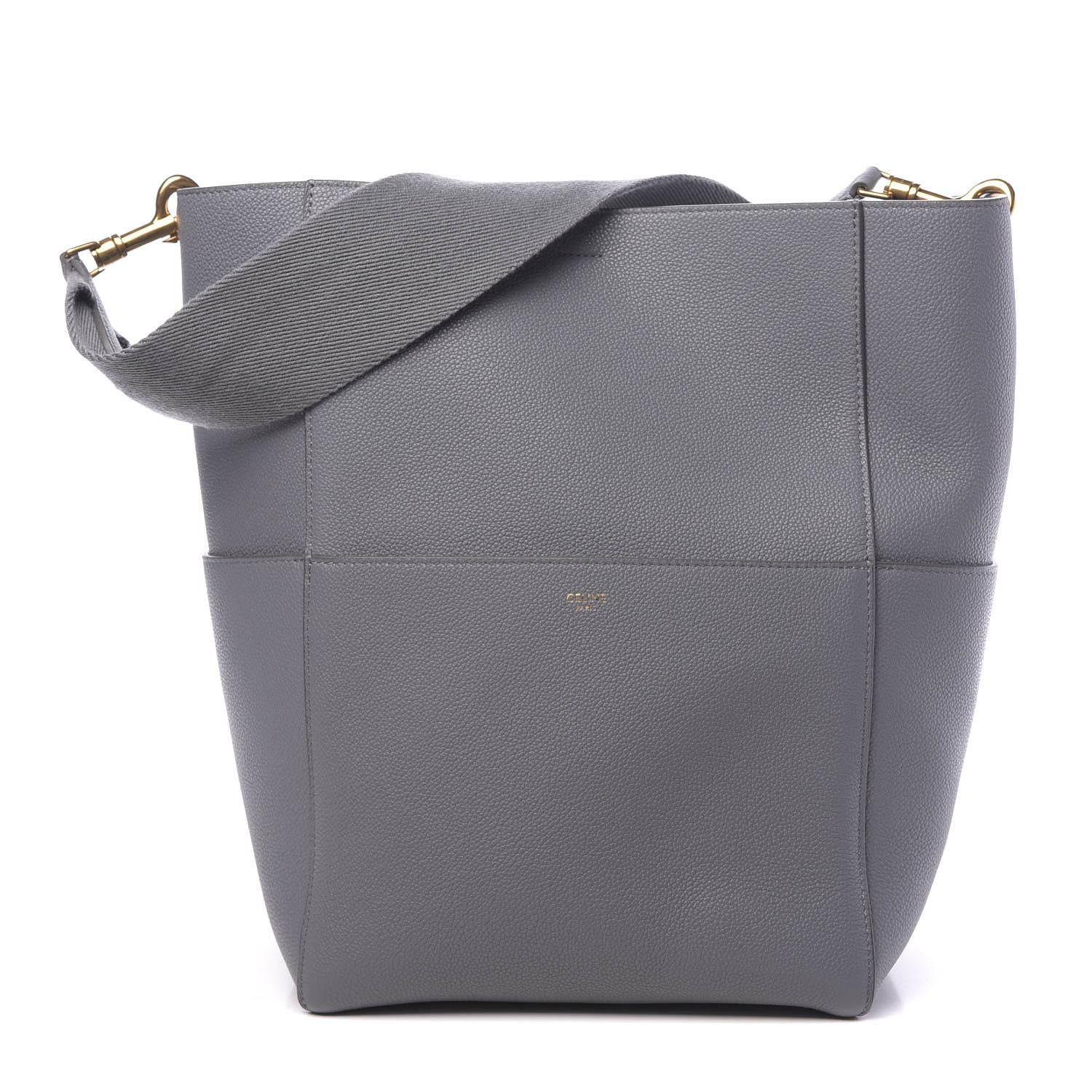 Celine Soft Grained Calfskin Sangle Bucket Bag Grey 1 of 10