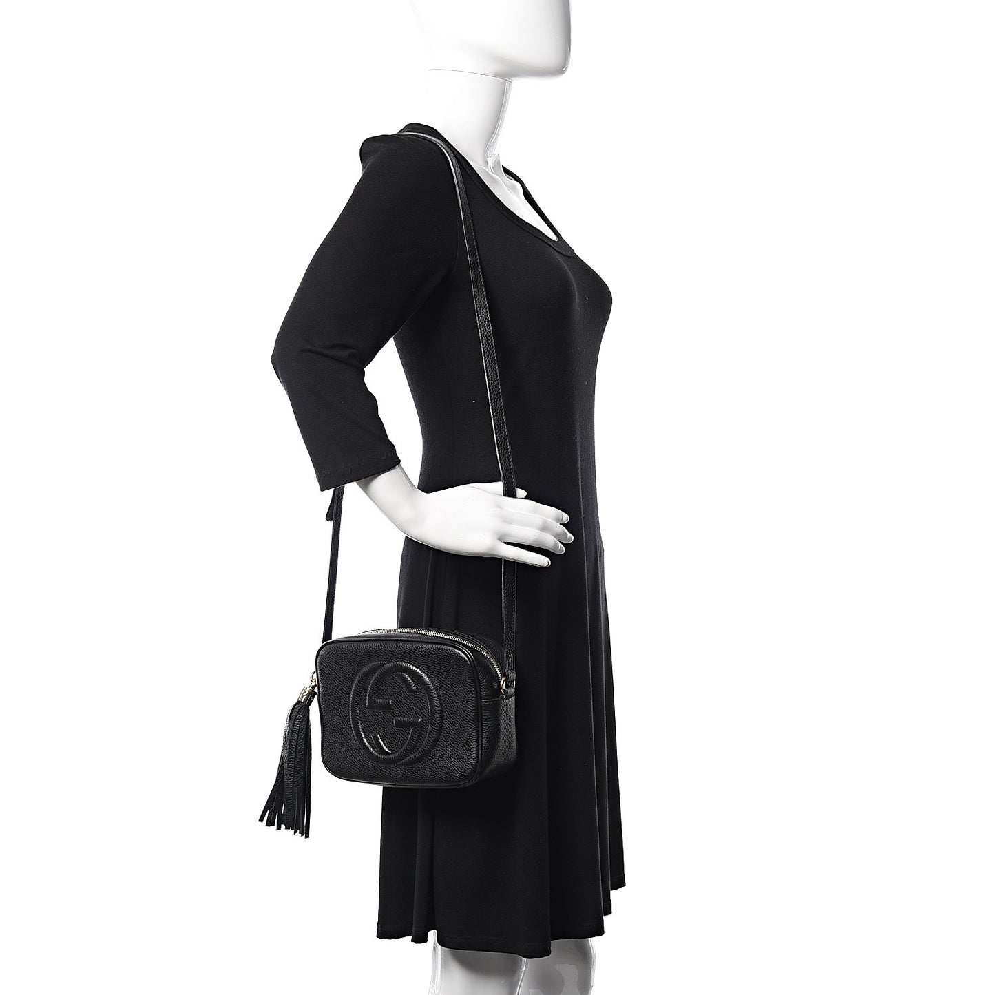 Pebbled Calfskin Small Soho Disco Bag Black