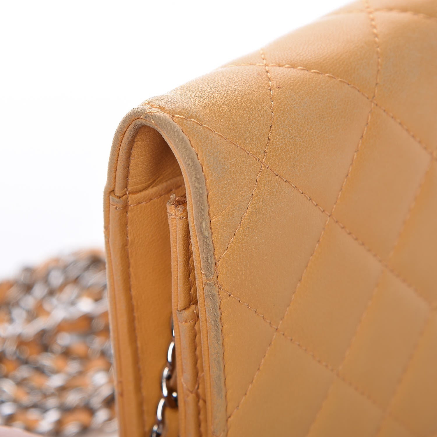 Chanel Lambskin Quilted Wallet on Chain WOC Yellow 9 of 20