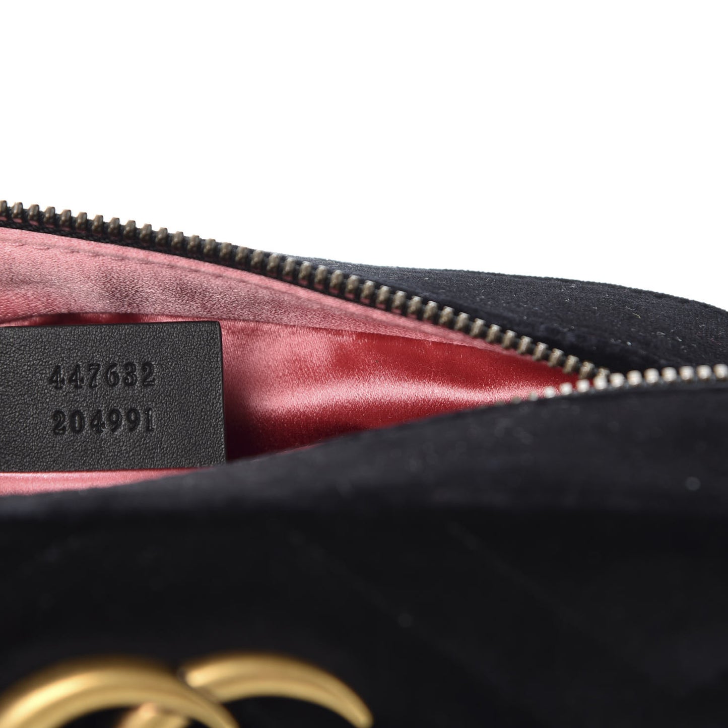 Velvet Matelasse Deer Embroidered Small GG Marmont Chain Shoulder Bag Black