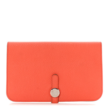 Hermes Togo Dogon Duo Wallet Orange Poppy Rose Candy 1 of 7