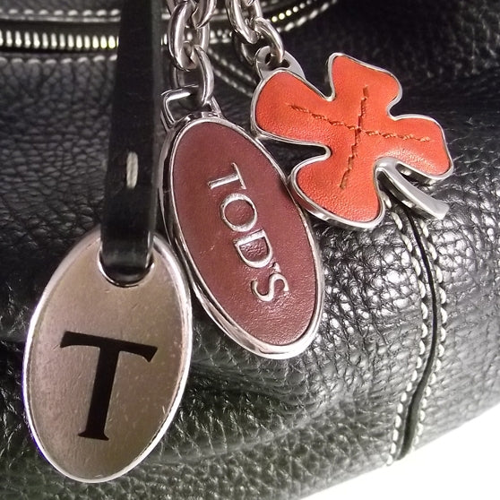 TOD'SLeatherMiniMickyBagandKeyChainBlack