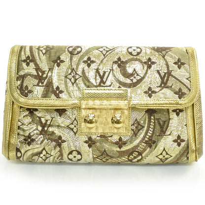 Louis Vuitton Monogram Brocade Thalie Clutch Gold 1 of 8