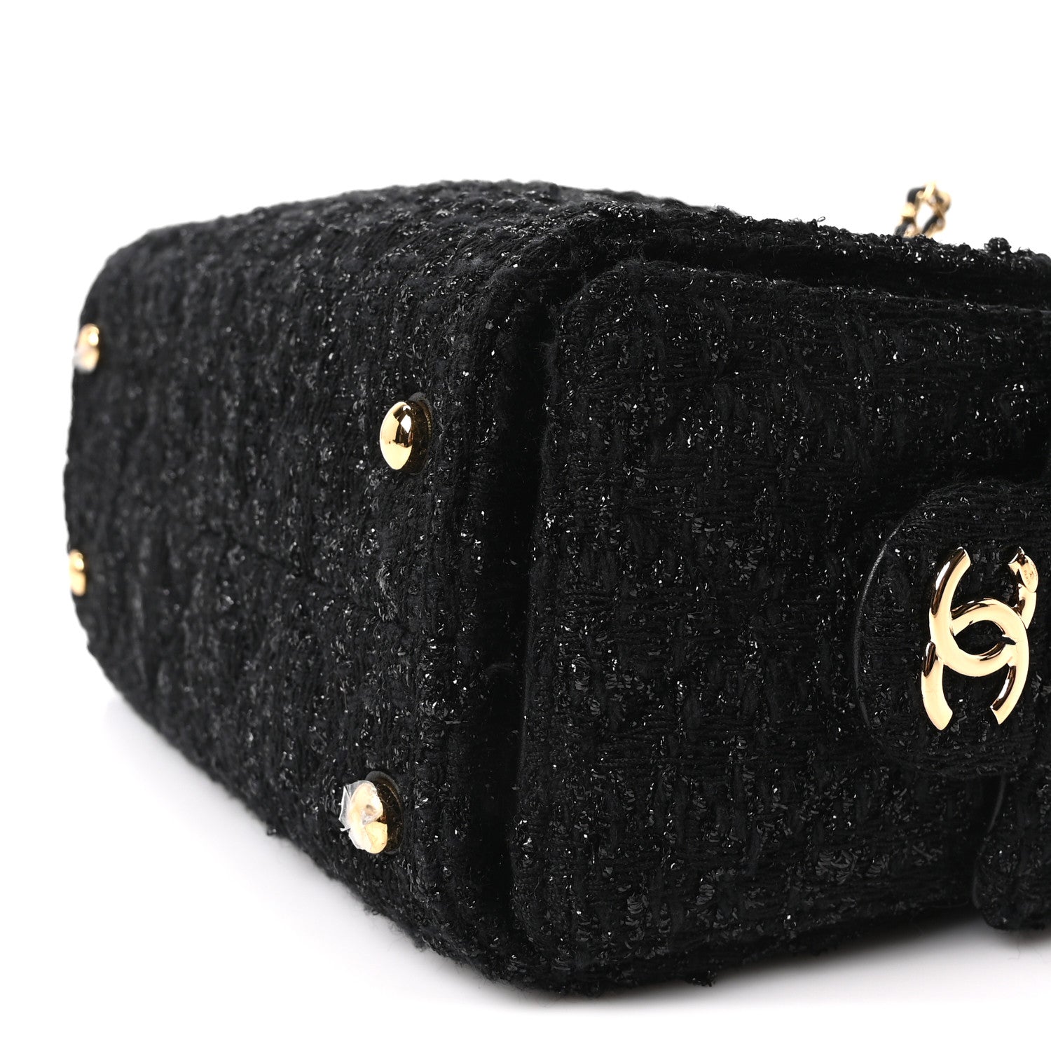Chanel Tweed Quilted Mini Chanel 25 Handbag Black 10 of 10