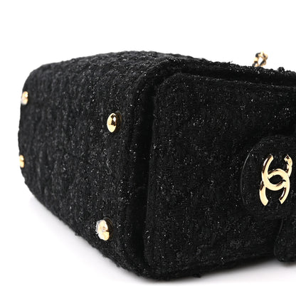 Chanel Tweed Quilted Mini Chanel 25 Handbag Black 10 of 10