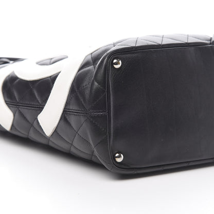 Chanel Calfskin Quilted Medium Cambon Tote Black White 9 of 12