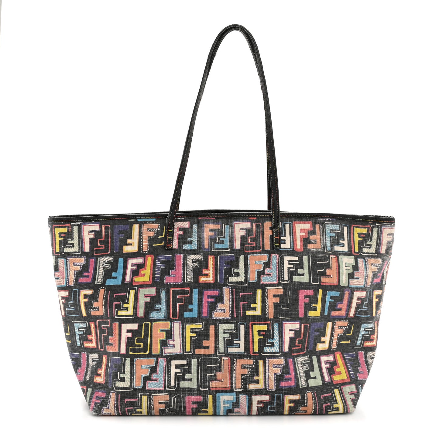 Zucca Spalmati Patent Zucchino Screen Print Medium Roll Tote Tobacco Multicolor Black