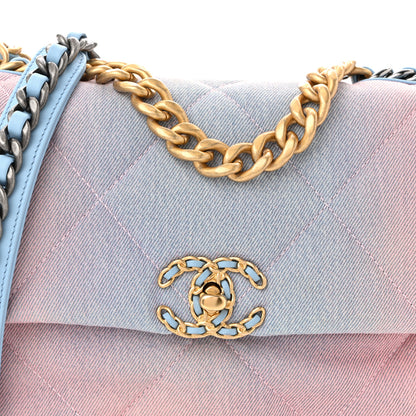 Chanel Denim Quilted Medium Chanel 19 Flap Blue Pink 8 of 11