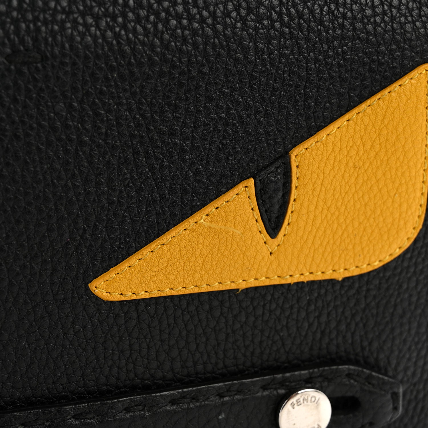 Fendi Cuoio Romano Selleria Monster Eyes Inlay Slim Clutch Black Sunflower 8 of 8