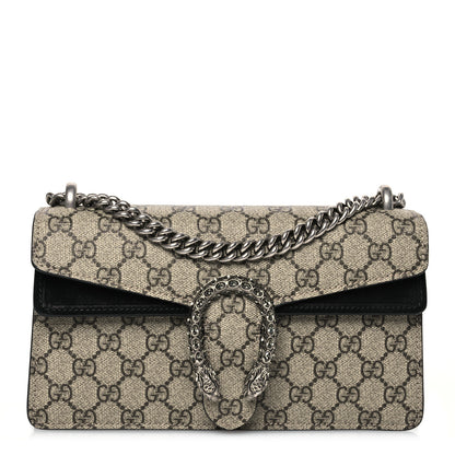 Gucci GG Supreme Monogram Suede Crystal Small Dionysus Shoulder Bag Beige Ebony Black 1 of 13