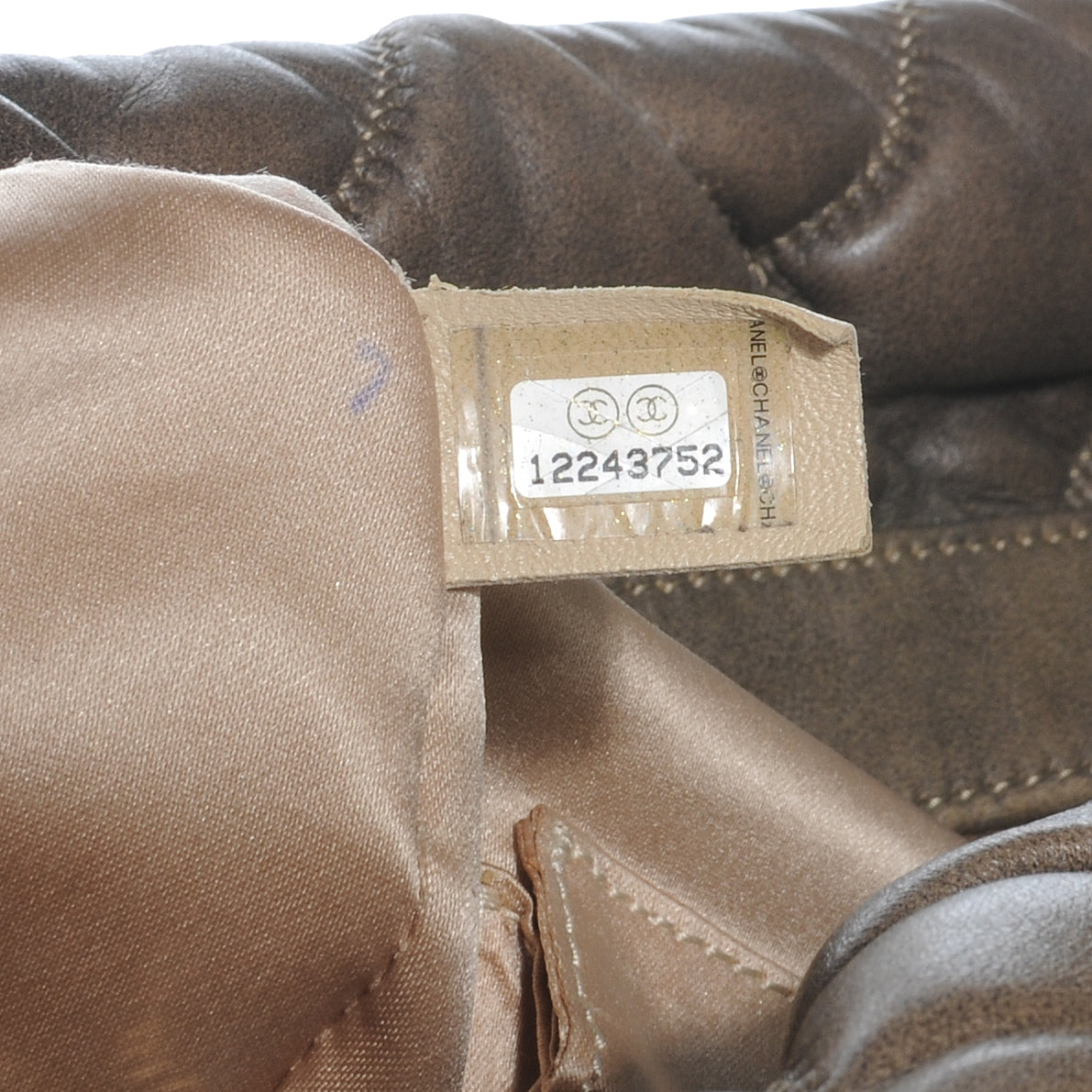 Lambskin Bubble Quilt Bowler Dark Beige