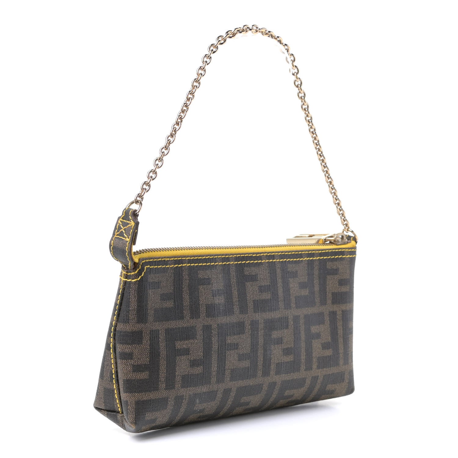 Fendi Zucca Spalmati Pochette Tobacco Giallo 4 of 7