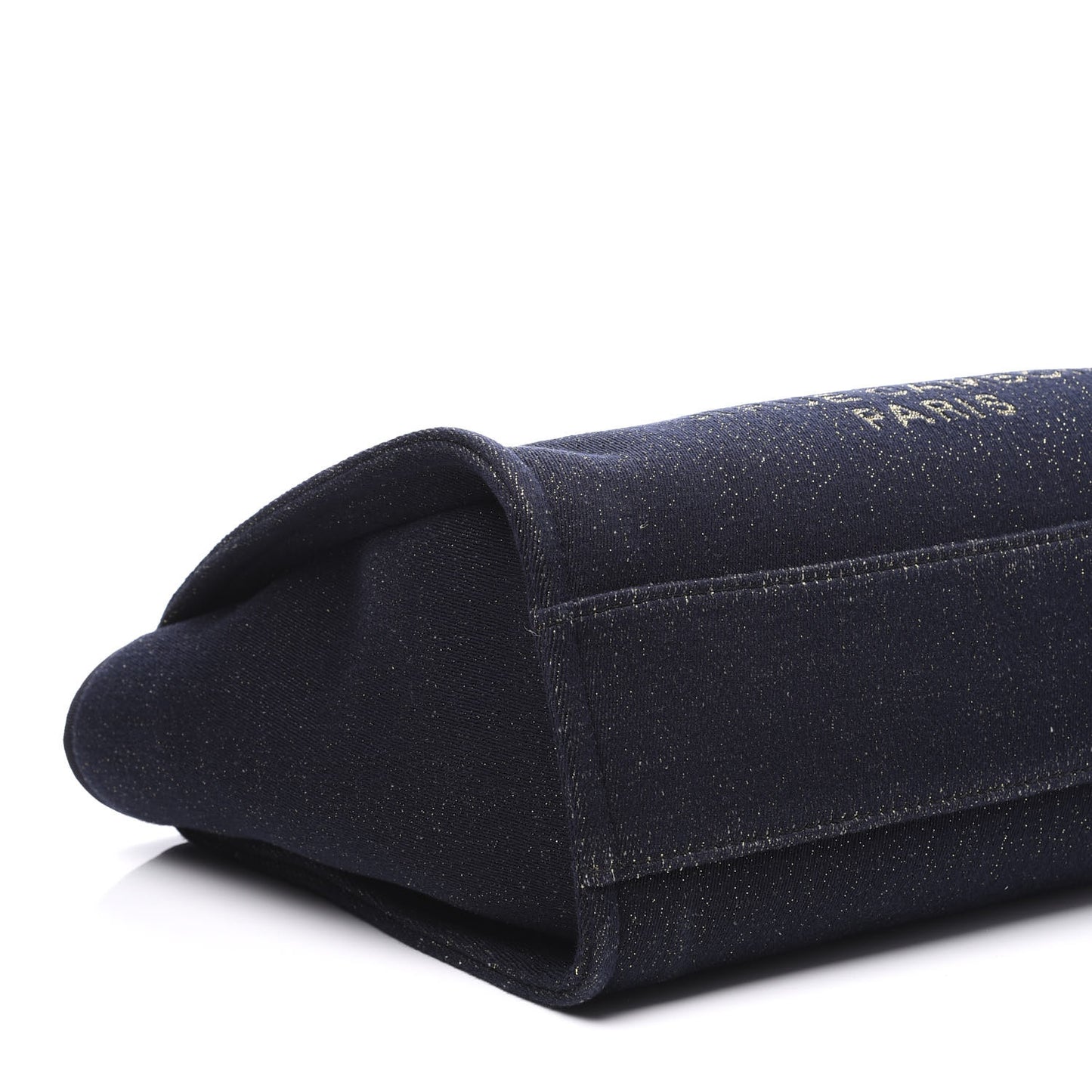 Lurex Canvas Small Deauville Tote Navy Blue Gold