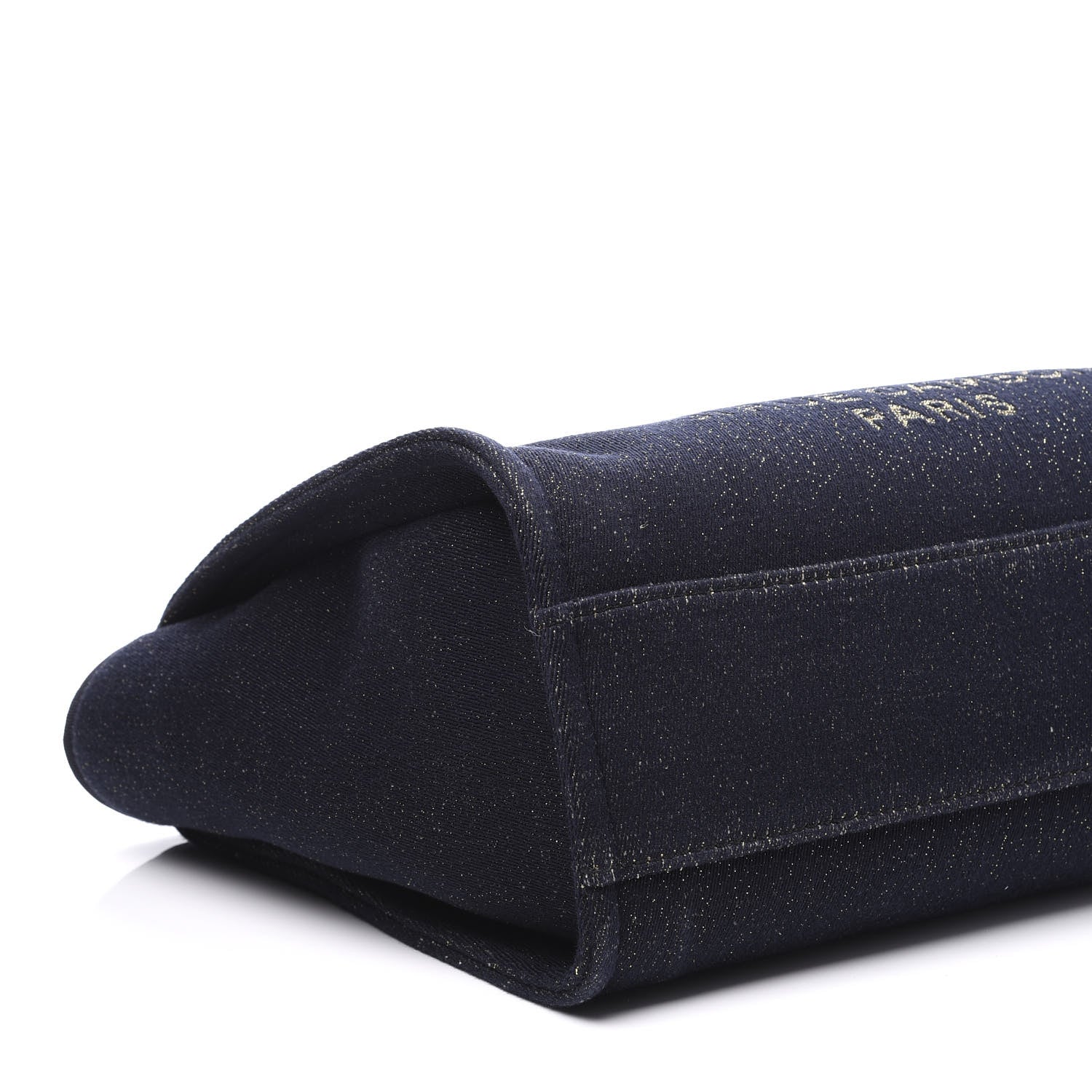 Chanel Lurex Canvas Small Deauville Tote Navy Blue Gold 7 of 9
