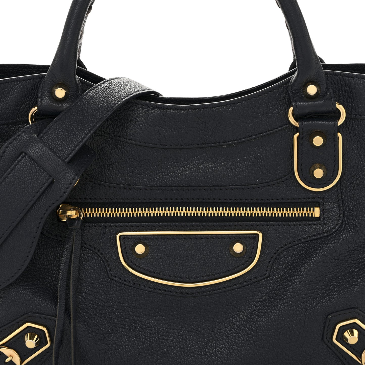 Chevre Gold Metallic Edge Hardware Town Bleu Nuit Dark Sea