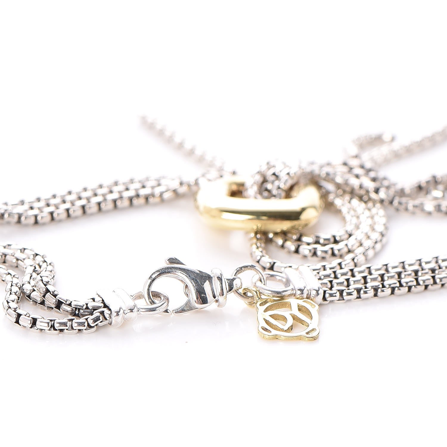 David Yurman Sterling Silver 18K Yellow Gold Lariat Waterfall Necklace 5 of 5