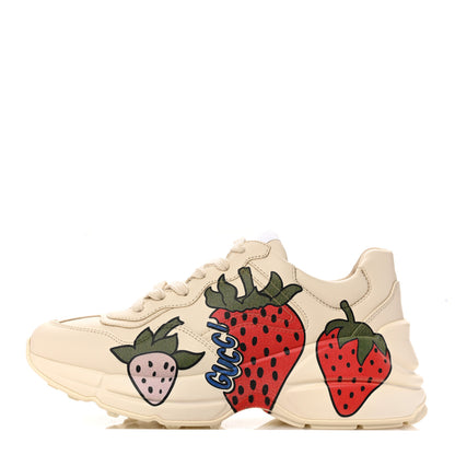 Gucci Apollo Calfskin Strawberry Womens Rhyton Sneakers 35.5 Ivory 1 of 9