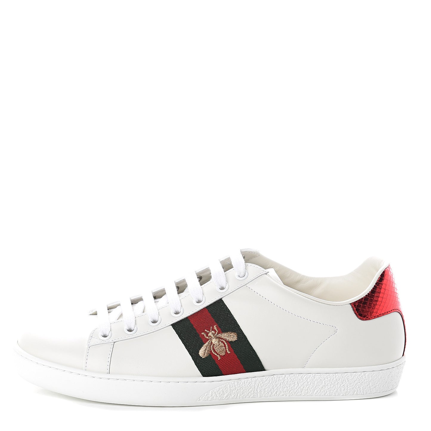 Calfskin Ayers Bee Embroidered Womens Ace Sneakers 39.5 White Green