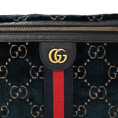 Gucci Velvet GG Monogram Web Belt Bag Blue Beige 9 of 12