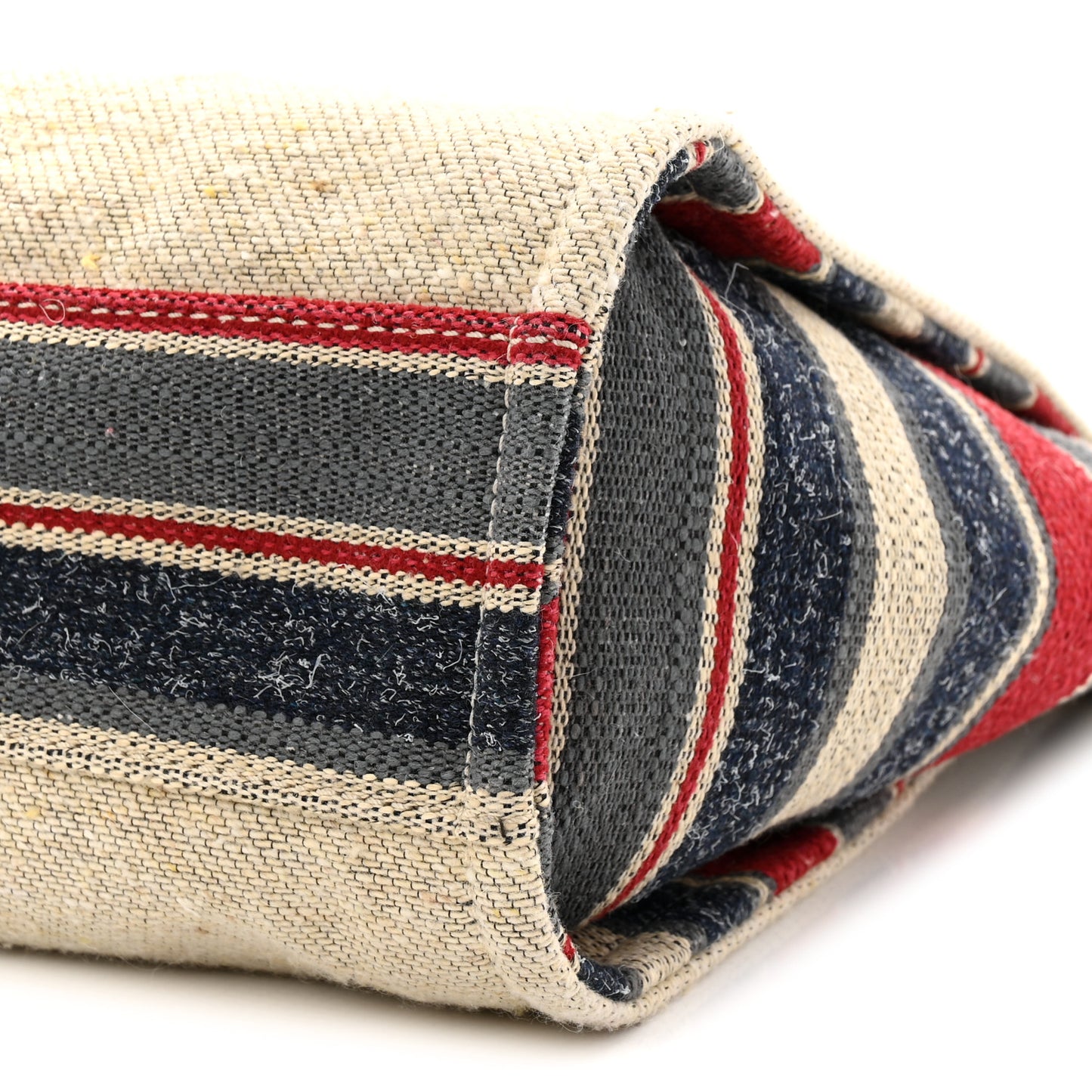 Striped Canvas Small Deauville Tote Beige