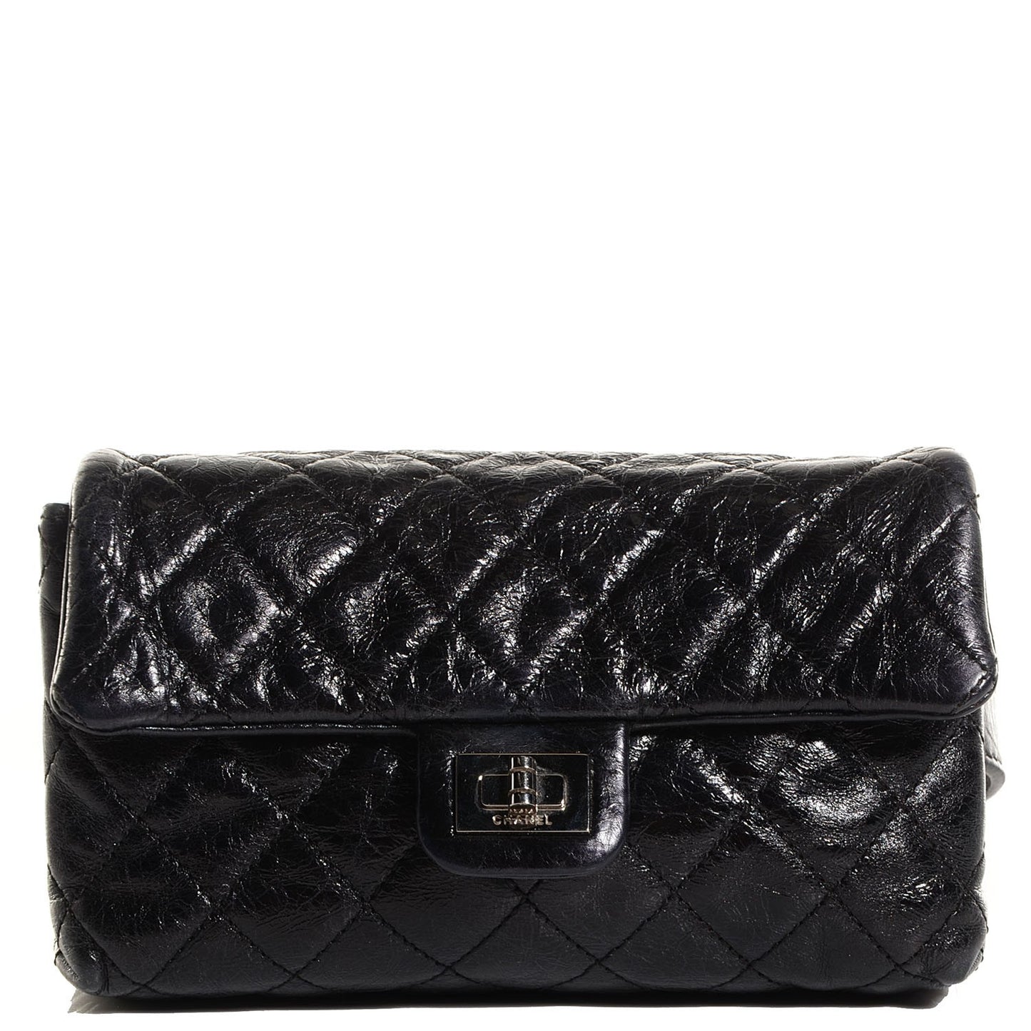 Glazed Calfskin 2.55 Reissue Flap Belt Bag Clutch Black