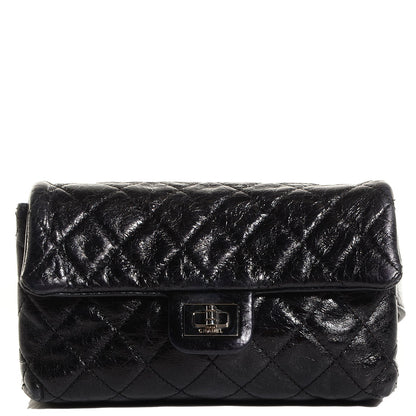Chanel Glazed Calfskin 2.55 Reissue Flap Belt Bag Clutch Black 1 of 6