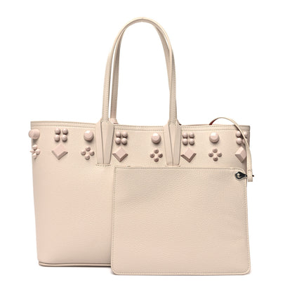 Christian Louboutin Calfskin Empire Spike Studded East West Cabata Tote Leche 1 of 15