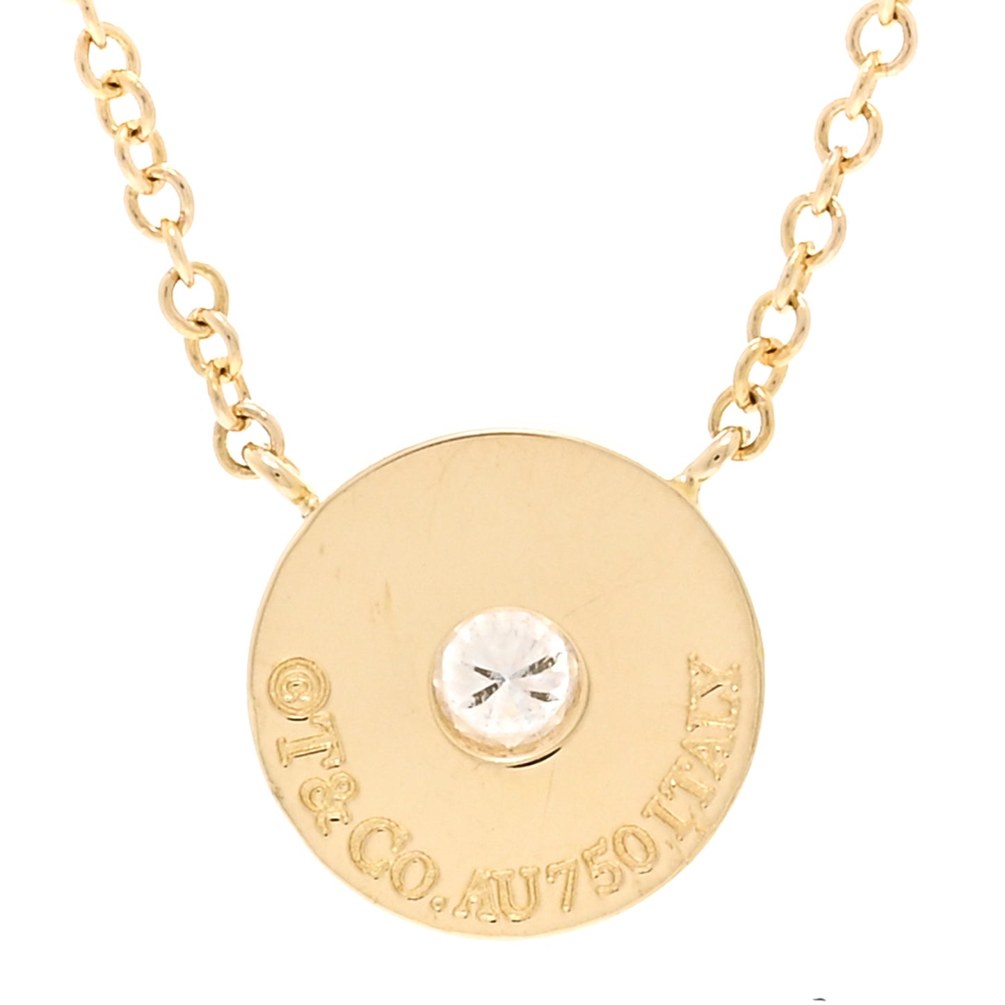 18K Yellow Gold Diamond 1837 Circle Pendant Necklace
