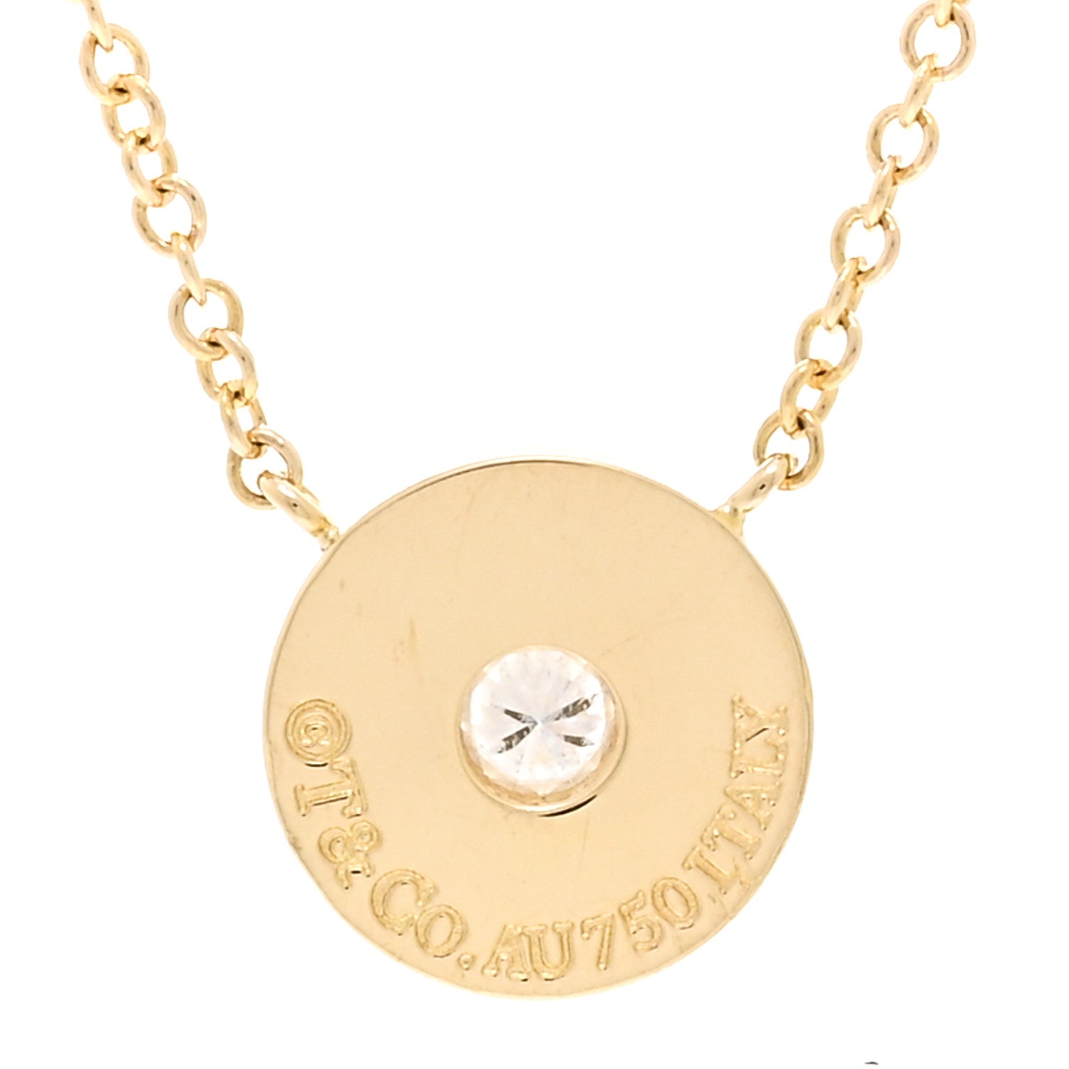 Tiffany 18K Yellow Gold Diamond 1837 Circle Pendant Necklace 4 of 4