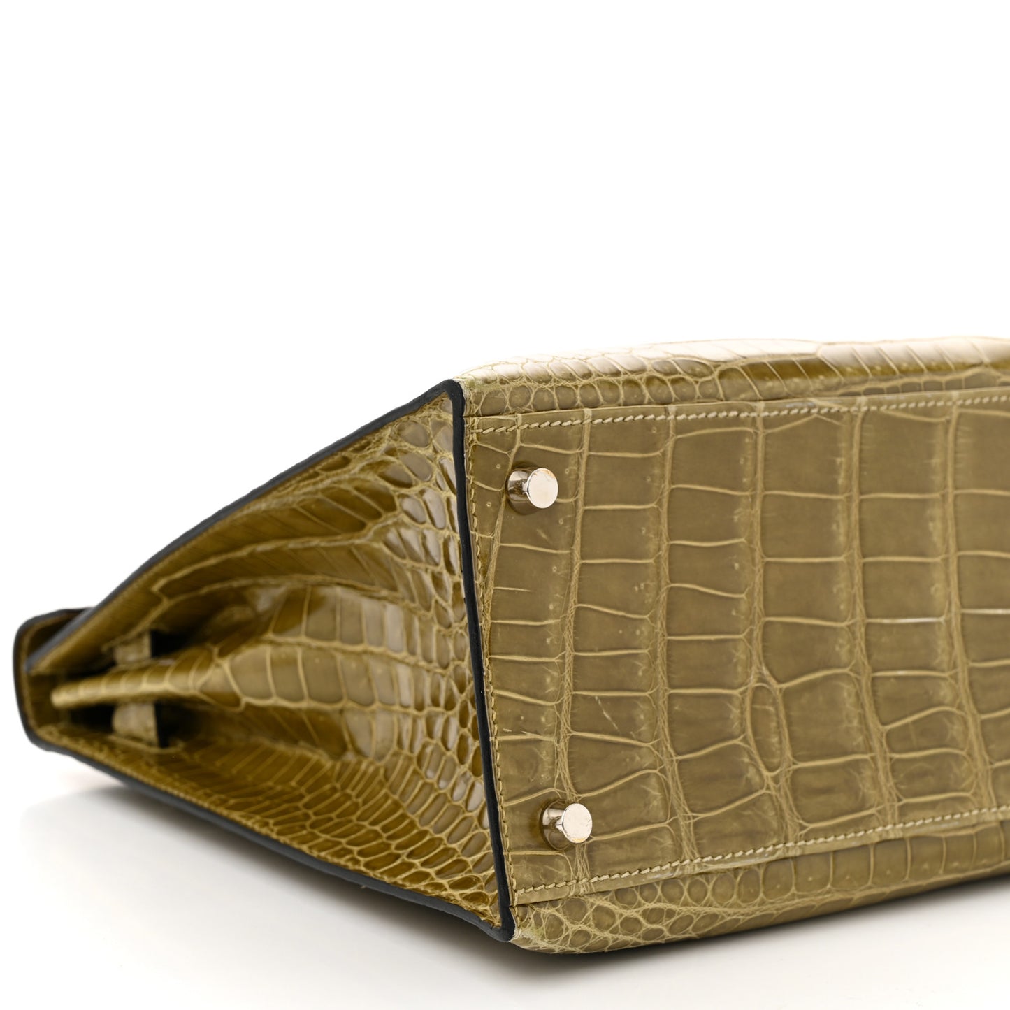 Shiny Porosus Crocodile Kelly Sellier 32 Vert Anis