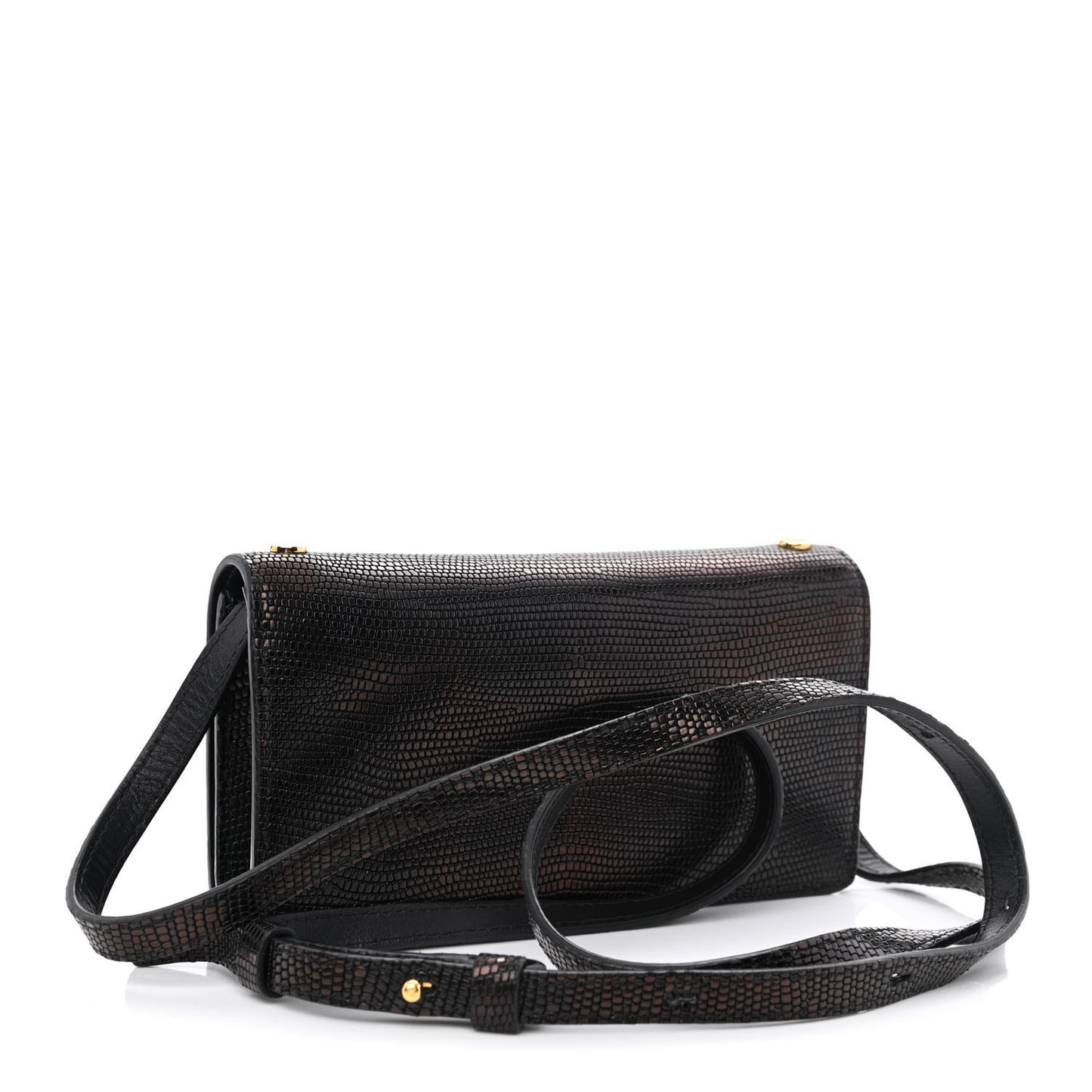 Calfskin Lizard Embossed Mini TF Bag Black