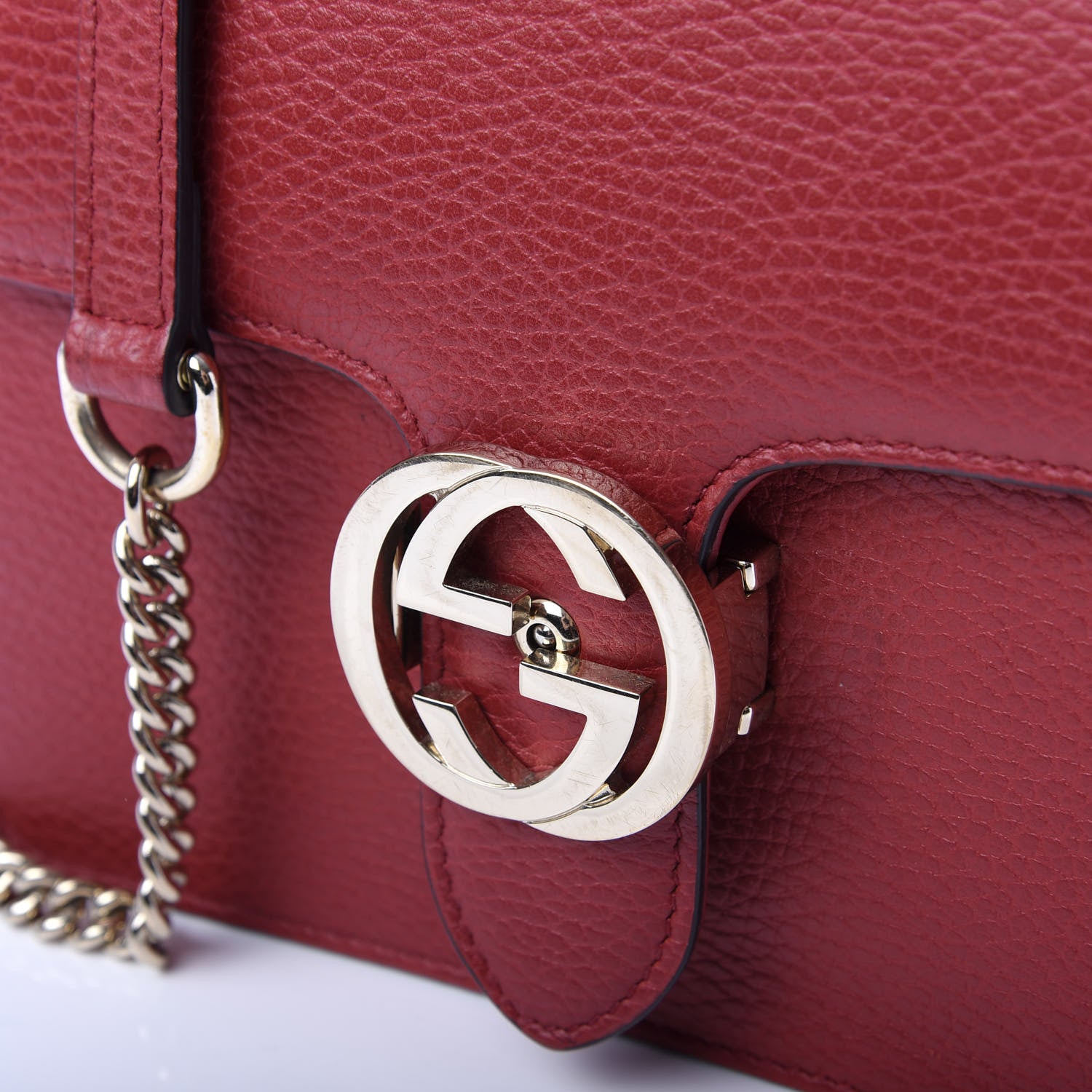 Gucci Dollar Calfskin Small Interlocking G Shoulder Bag Red 11 of 11