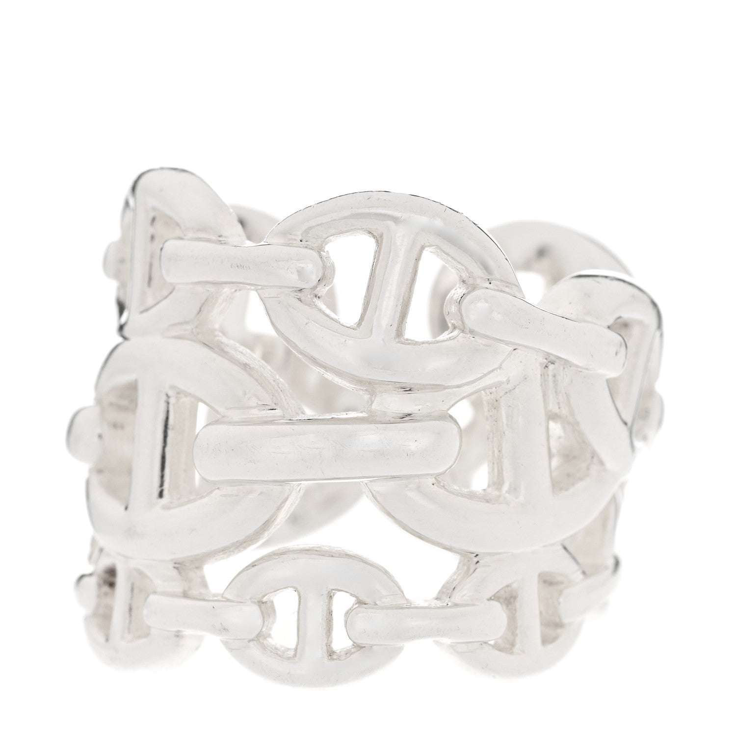 Hermes Sterling Silver GM Chaine d'Ancre Enchainee Band Ring 52 6 1 of 6