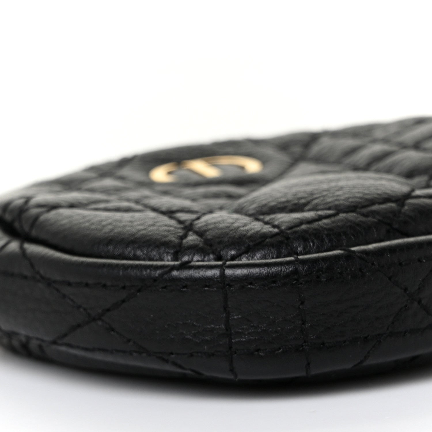 Christian Dior Supple Calfskin Cannage Round Detachable Caro Coin Purse Black 8 of 9