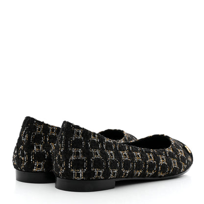 Chanel Tweed Cap Toe Ballerina Flats 37 Black 4 of 9