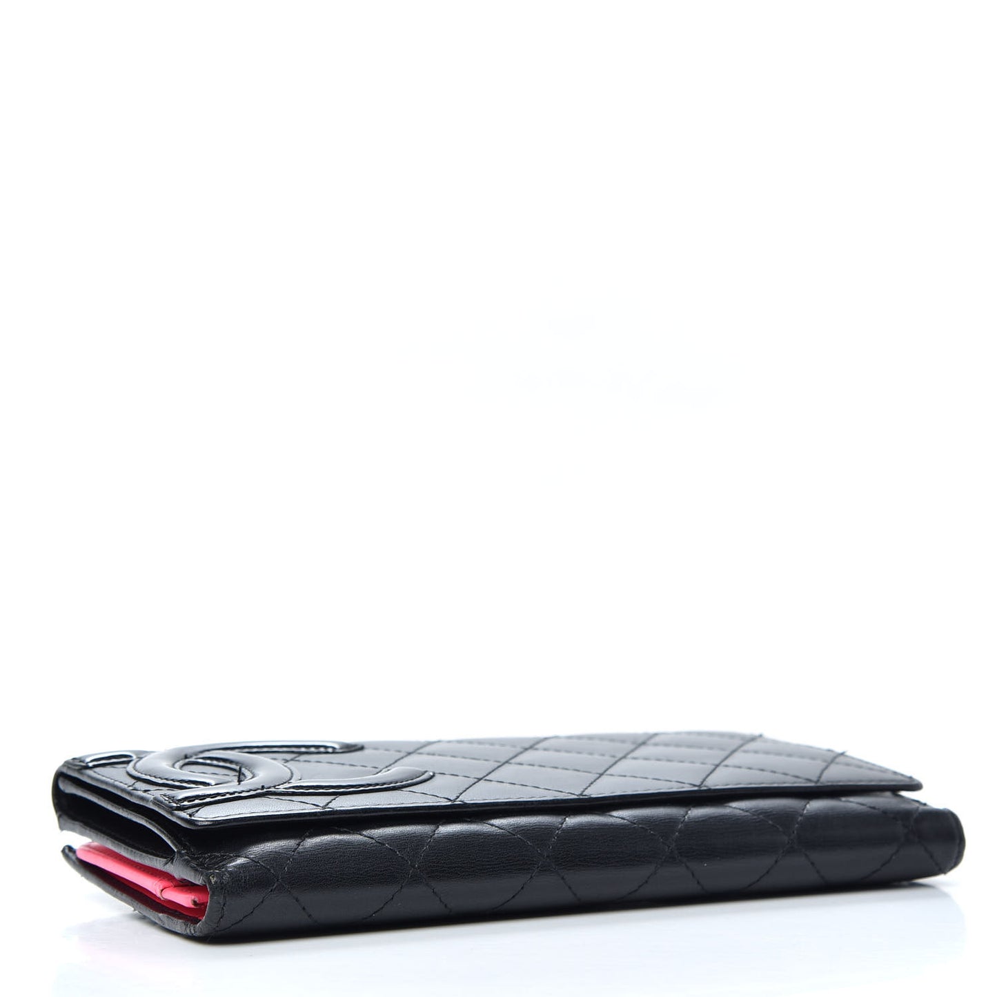 Calfskin Quilted Cambon Long Double Wallet Black