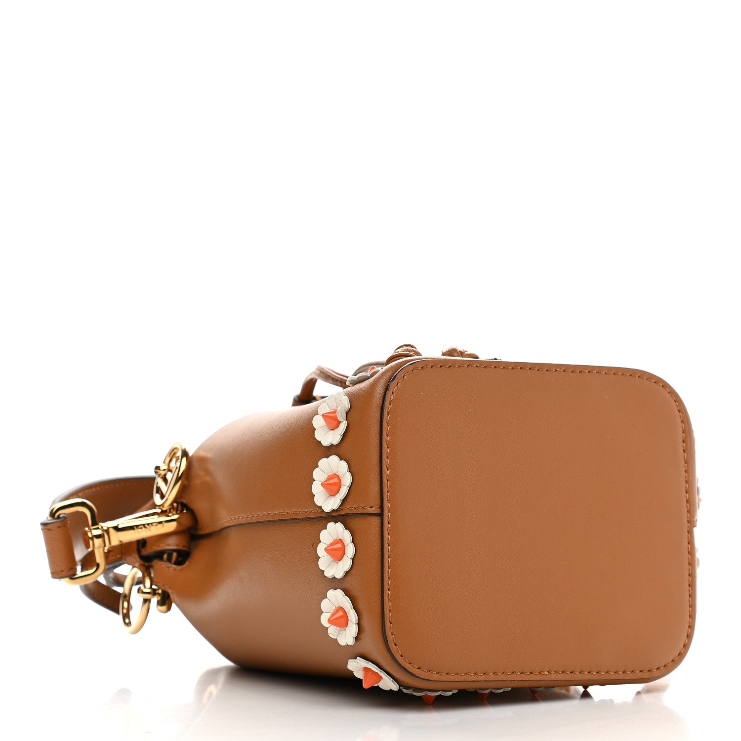 Fendi Vitello Liberty F is Fendi Floral Embellished Mini Mon Tresor Bucket Bag Caramello 4 of 9