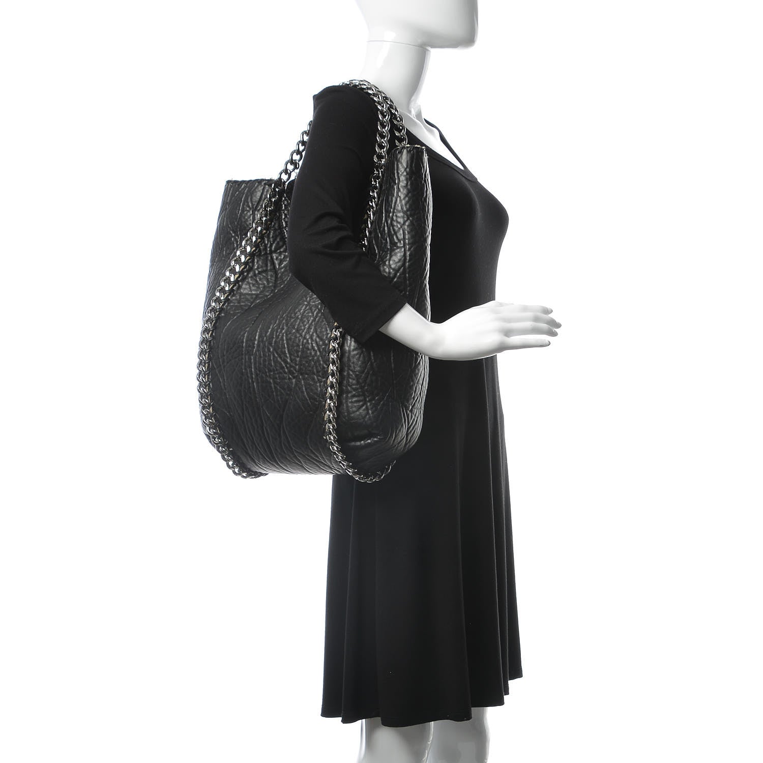 Stella McCartney Shaggy Deer Shearling Chain Falabella Tote Black 2 of 17