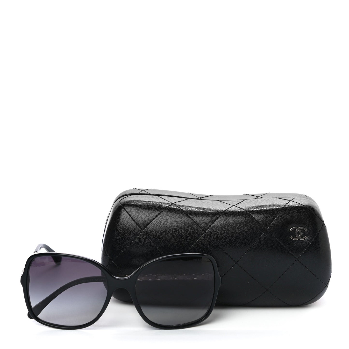 Lambskin Square Chain Sunglasses 5210-Q Black