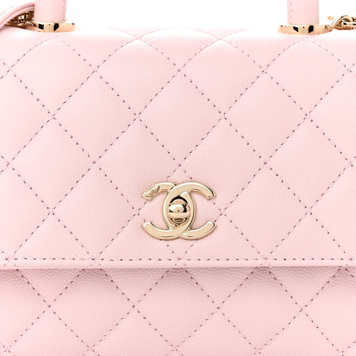 Caviar Quilted Mini Coco Handle Flap Light Pink