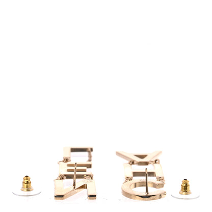 Chanel Metal Cha-Nel Logo Drop Earrings Gold 3 of 5