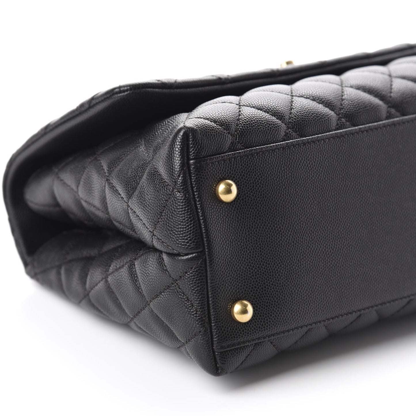 Caviar Quilted Small Coco Handle Flap Black