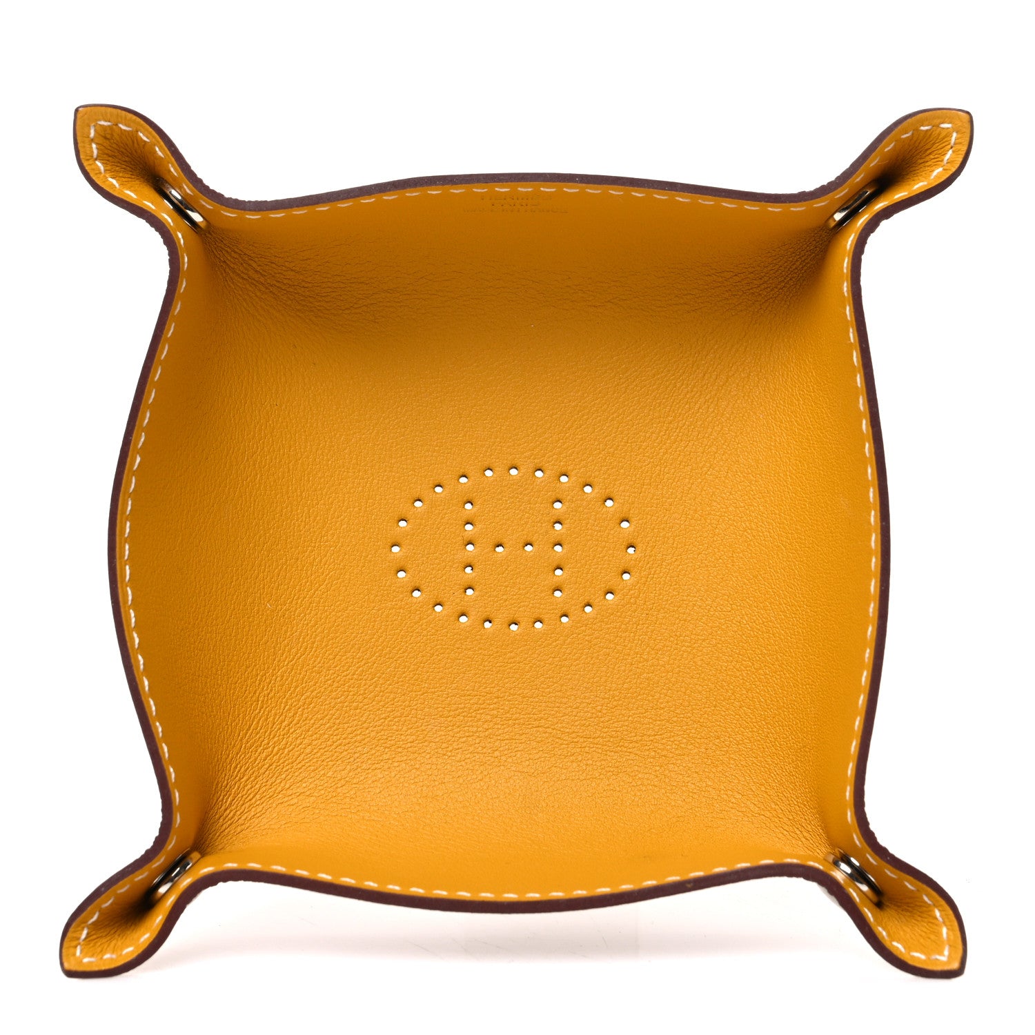 Hermes Taurillon Clemence Mini Mises et Relances Change Tray Jaune Ambre Fauve 1 of 6