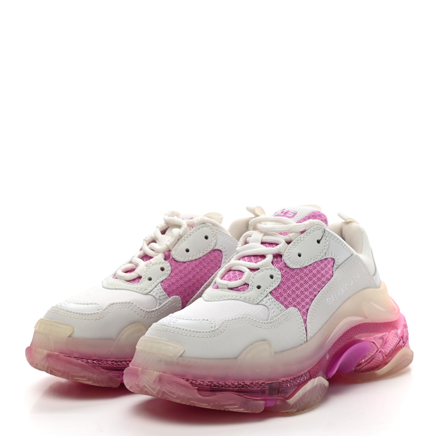 Balenciaga Fabric Mesh Clear Sole Womens Triple S Sneakers 36 White Pink 3 of 10